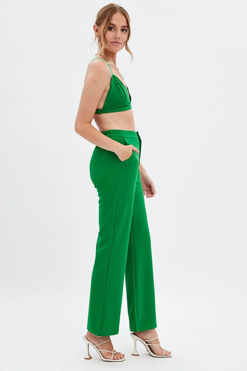Casual Must-Have LightweightDesign Green High Waist Pants