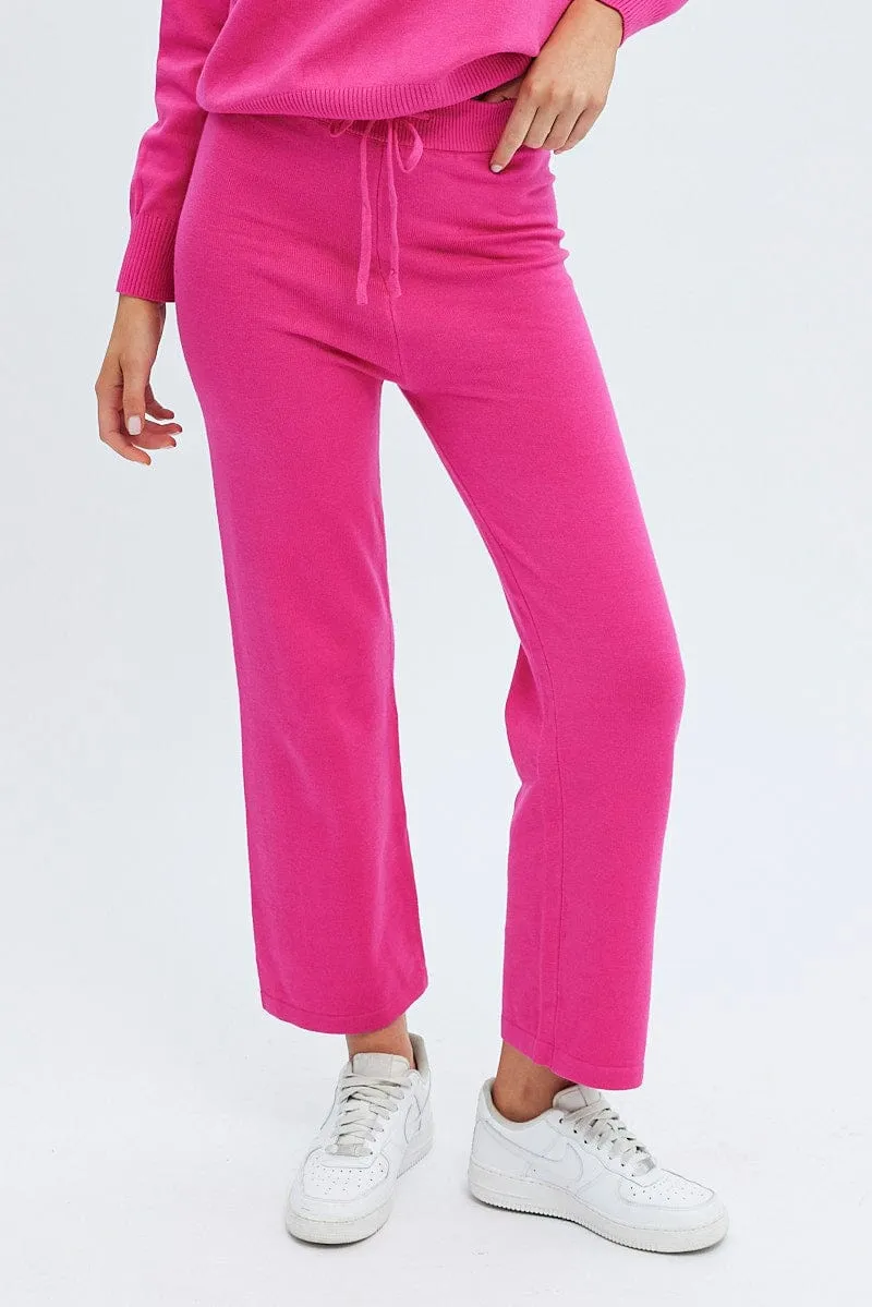 Denim finish Pink Knit Lounge Pants