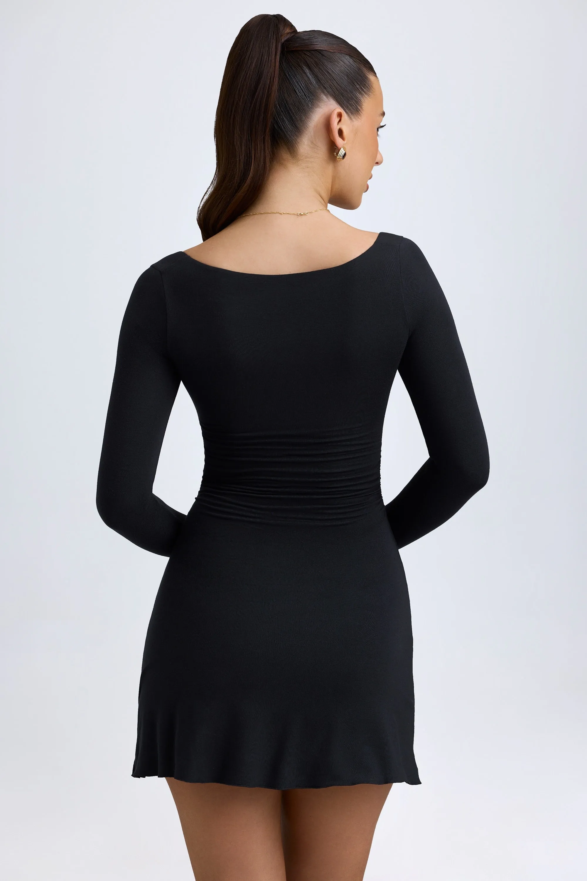 Bold Beauty Bare Leg Modal Layered A-Line Mini Dress in Black