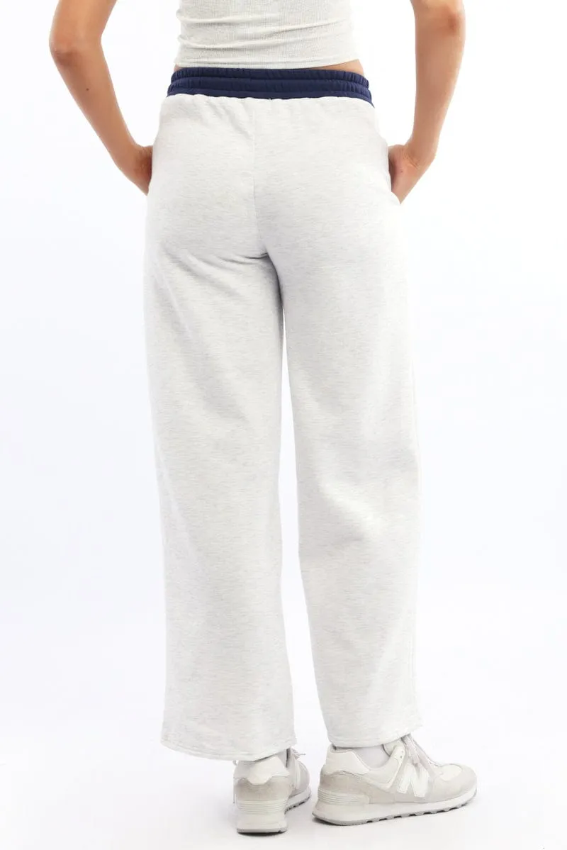 Feminine Fit Fashionable Appeal Grey Track Pants Wide Leg