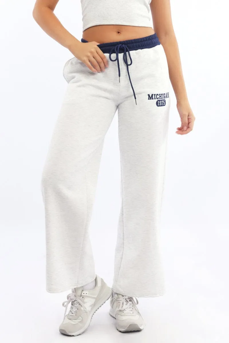 Grey Track Pants Wide Leg Everyday Comfort