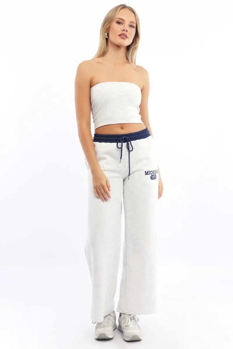 RecycledMaterial Light wash Grey Track Pants Wide Leg