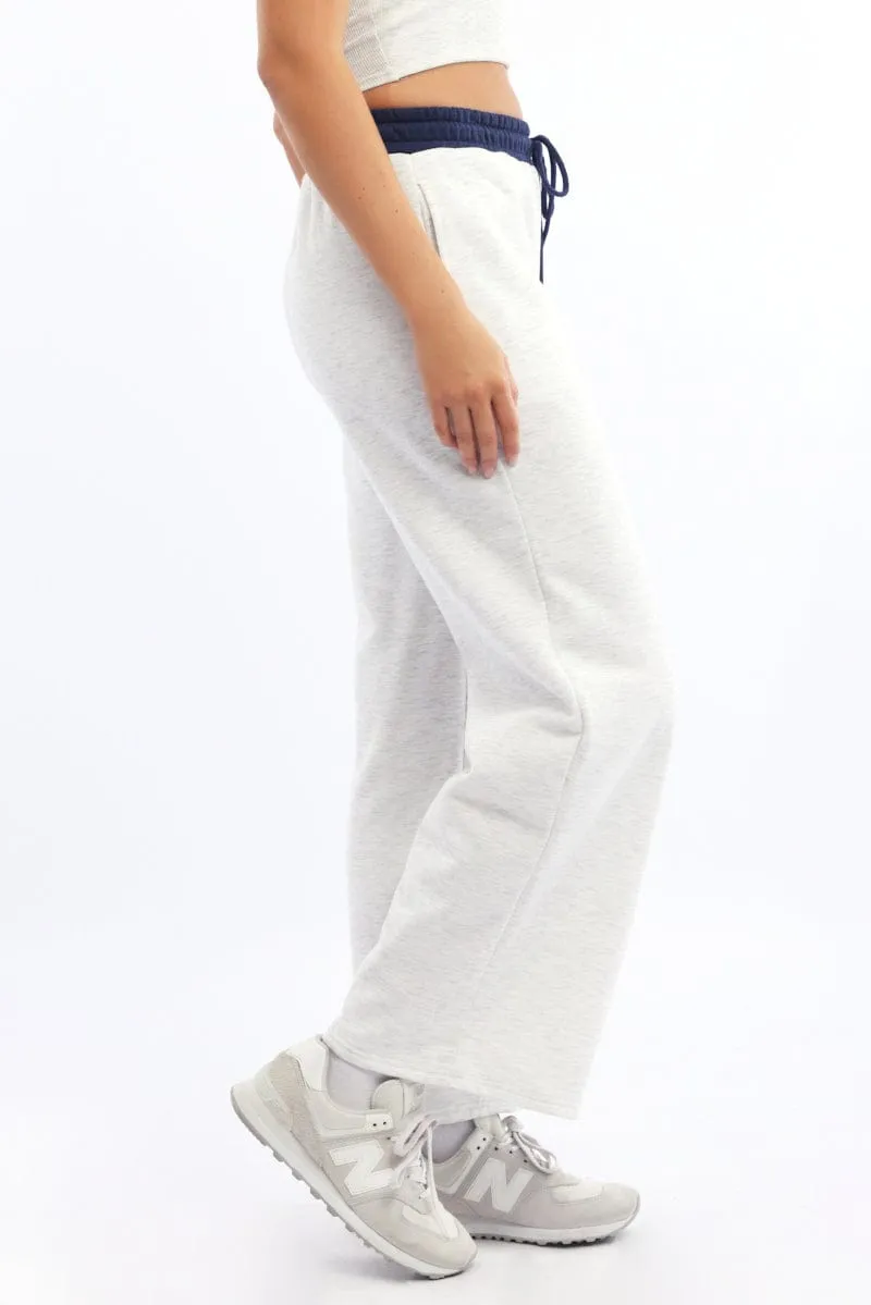Grey Track Pants Wide Leg Essential Wearable Heat Dissipating