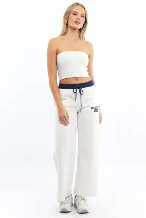RecycledMaterial Light wash Grey Track Pants Wide Leg
