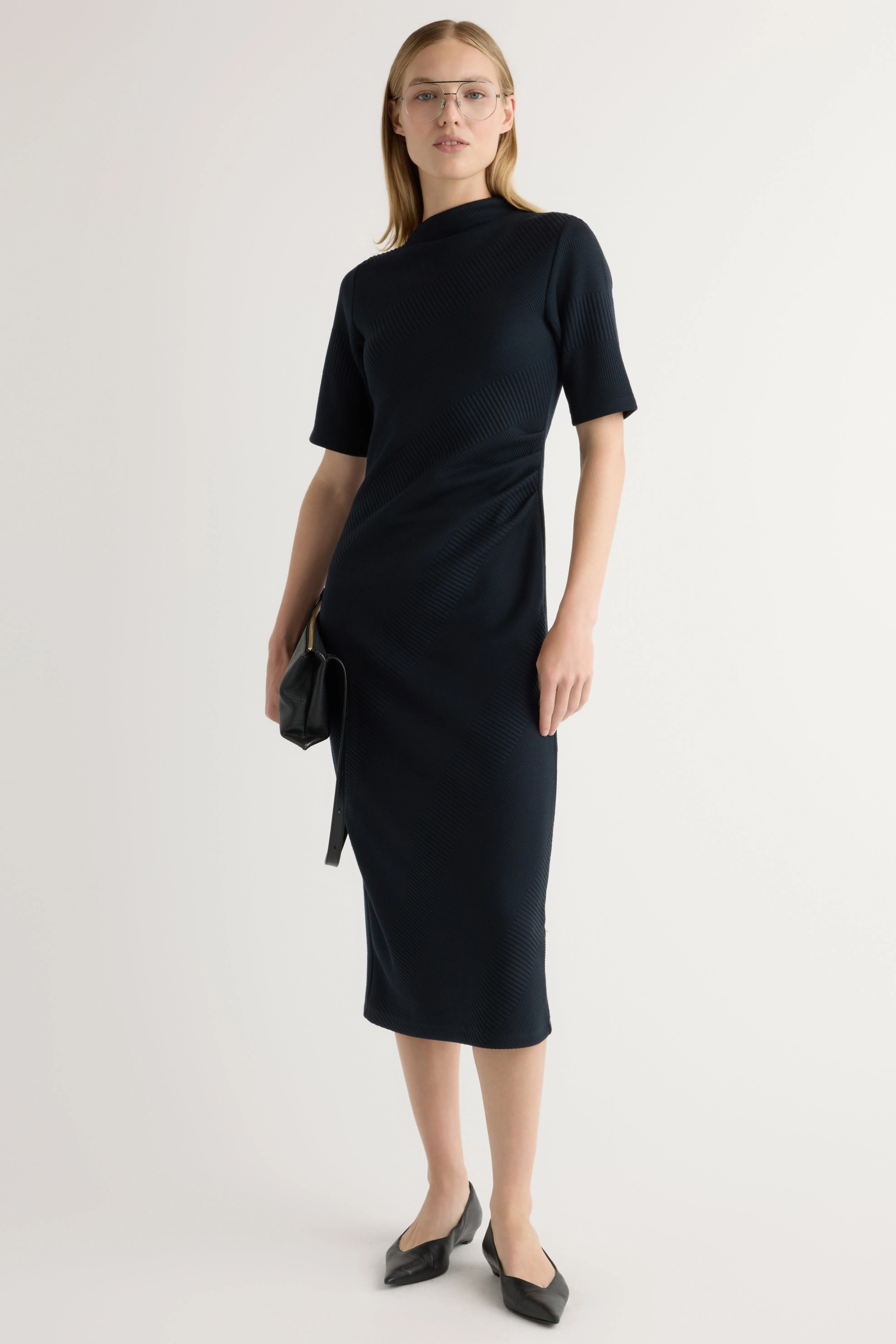 Flexible Material WeightlessLayeringPiece Evie Ribbed-Knit Jersey Dress