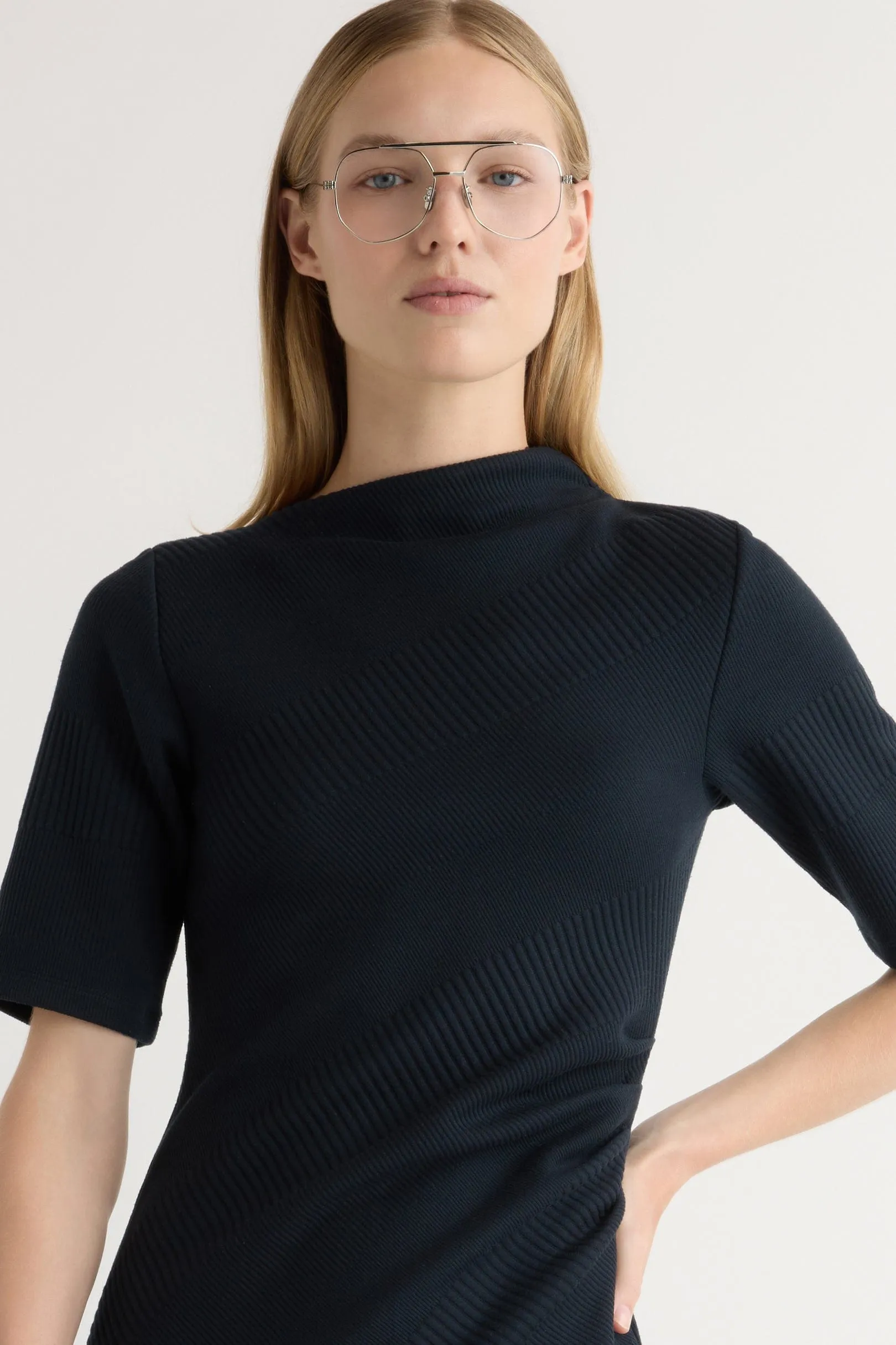 Evie Ribbed-Knit Jersey Dress Active Gear ChafeResistant Seams