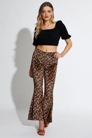 Print Pants Flare Leg Stable Shape