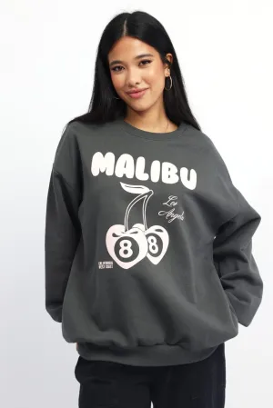 Grey Graphic Sweater Long Sleeve Trendy Top product business casual sophistication