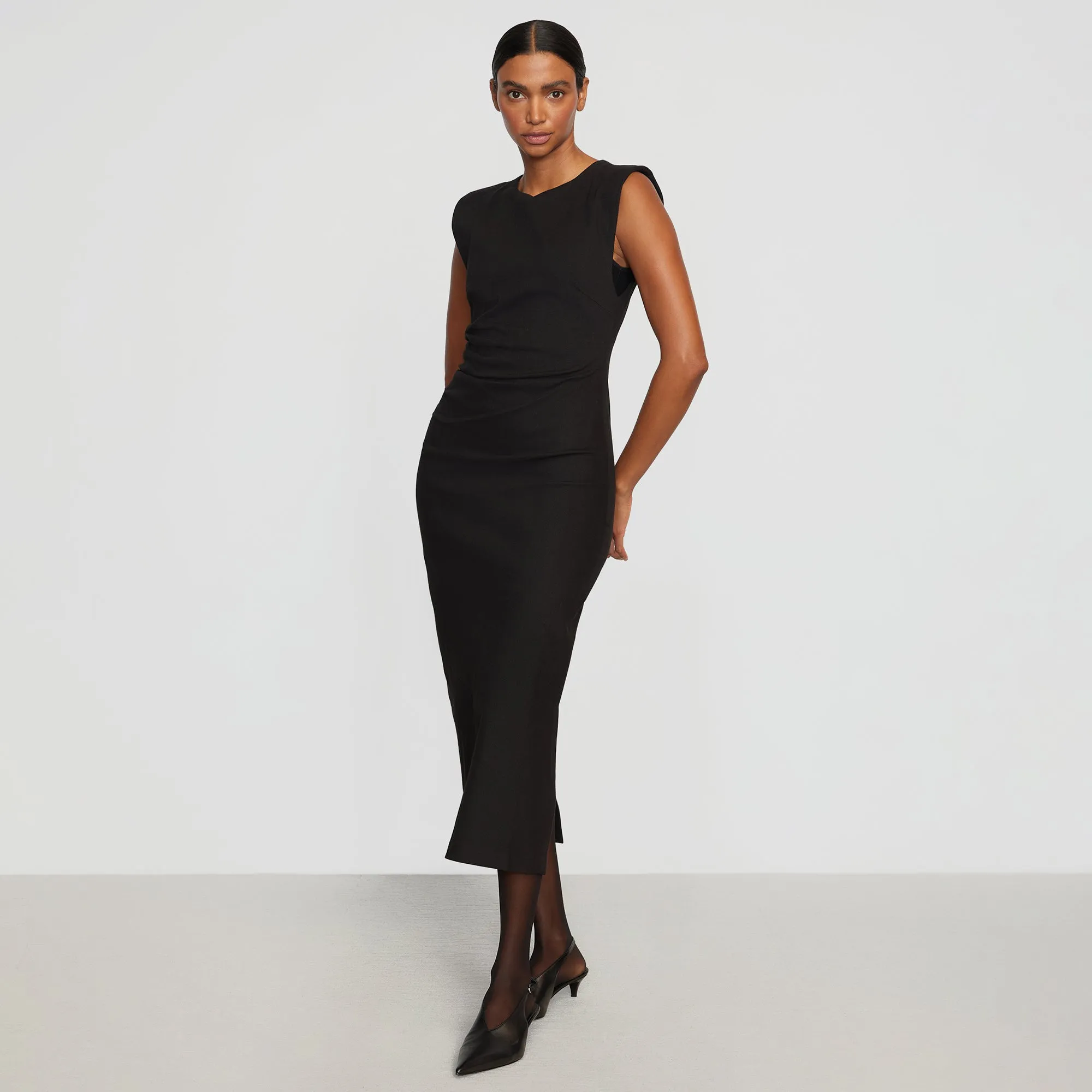 Iman Split-Hem Cotton Twill Dress Relaxing Design