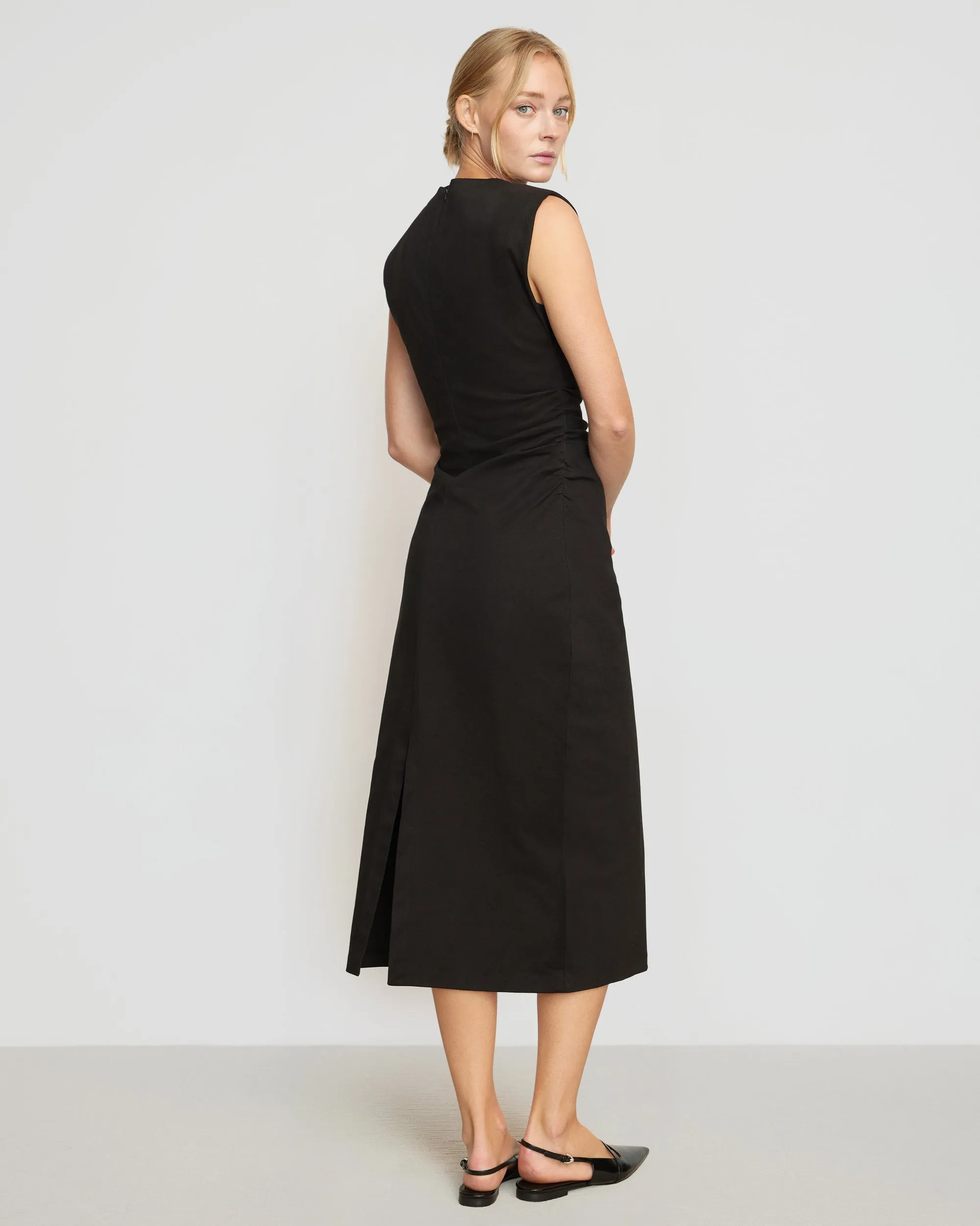 AntiPilling Surface New Day Iman Split-Hem Cotton Twill Dress