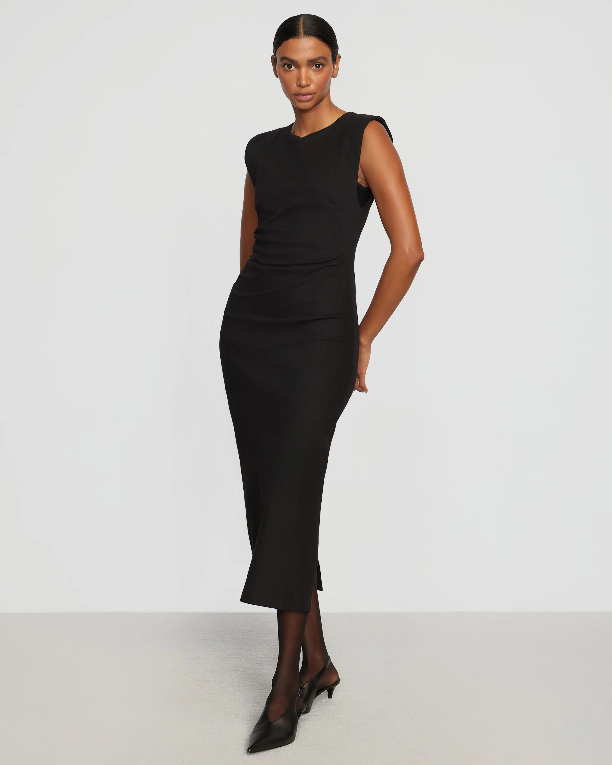 Effortless Style African Bold Iman Split-Hem Cotton Twill Dress