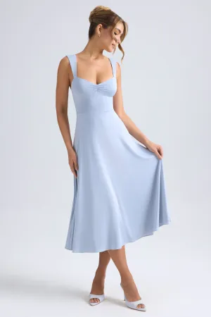 Sweetheart-Neck Ruched Midaxi Dress in Light Blue ZeroChafeSeams