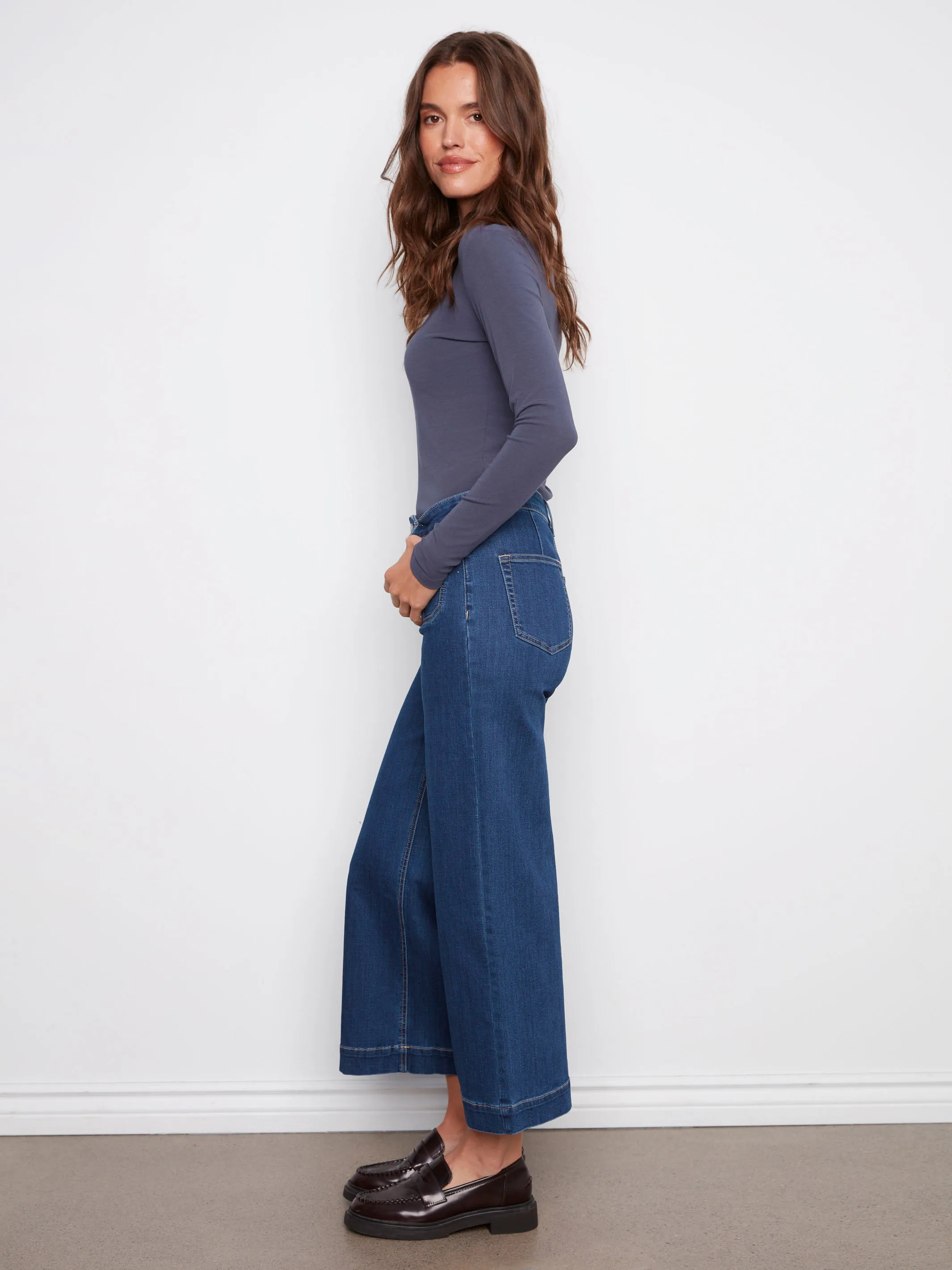 Patch Pocket Flare Jeans - Indigo Morning Stroll Evening Stroll Trend Setter