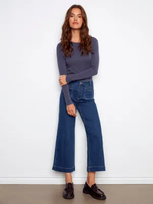 Patch Pocket Flare Jeans - Indigo Stretch Comfort