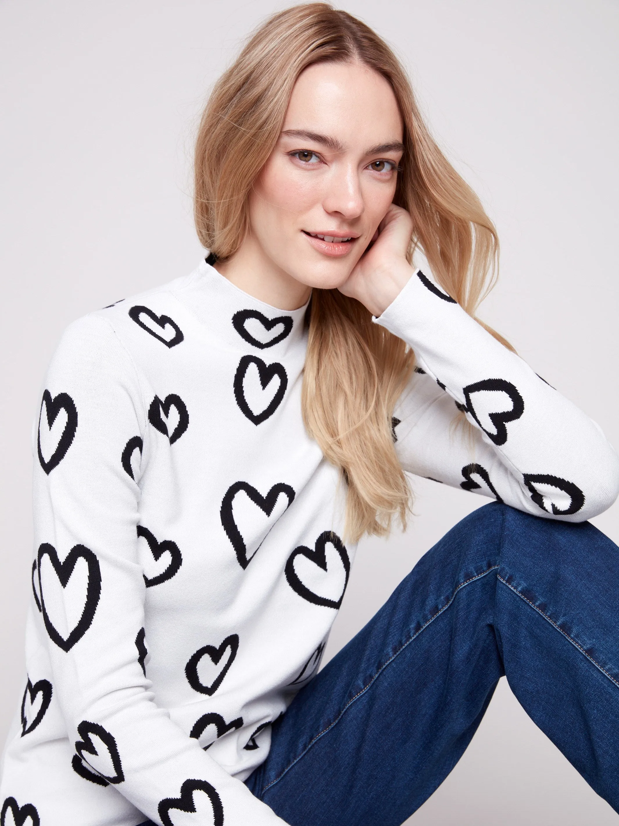 Reversible Mock Neck Sweater - Hearts Soft Wear