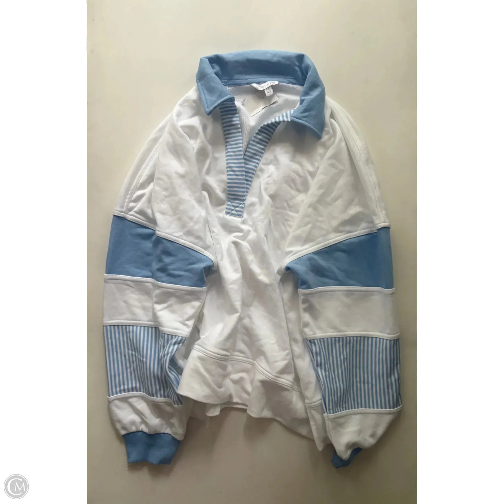 Sweatshirt Collar By Crown And Ivy In Blue & White, Size: 2x SoftTouchFinish Beach Fit