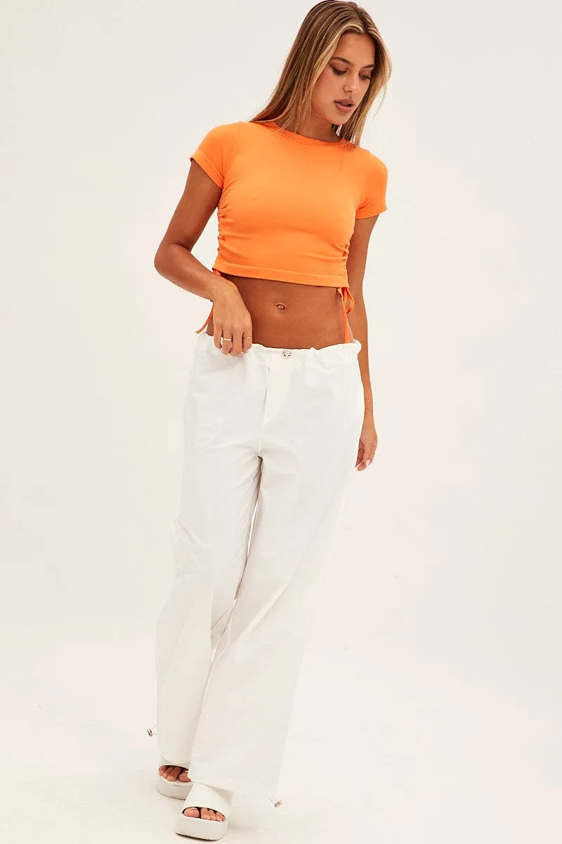 Versatile Style Premium Quality White Cargo Parachute Pants