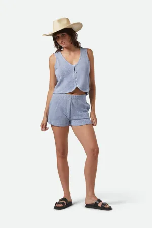 The Weekend Cross Loop French Terry Lounge Short - Off White/Electric Indigo cycling attire