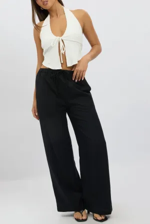 anti slip grip All Purpose Black Wide Leg Pants Elasticated Waist