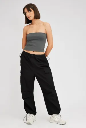 Black Parachute Pants Low Rise Cozy and Relaxed No Ride Up Design