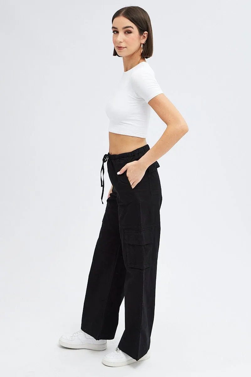 Air Comfort Fashion Comfort Wear Black Cargo Pants Wide Leg