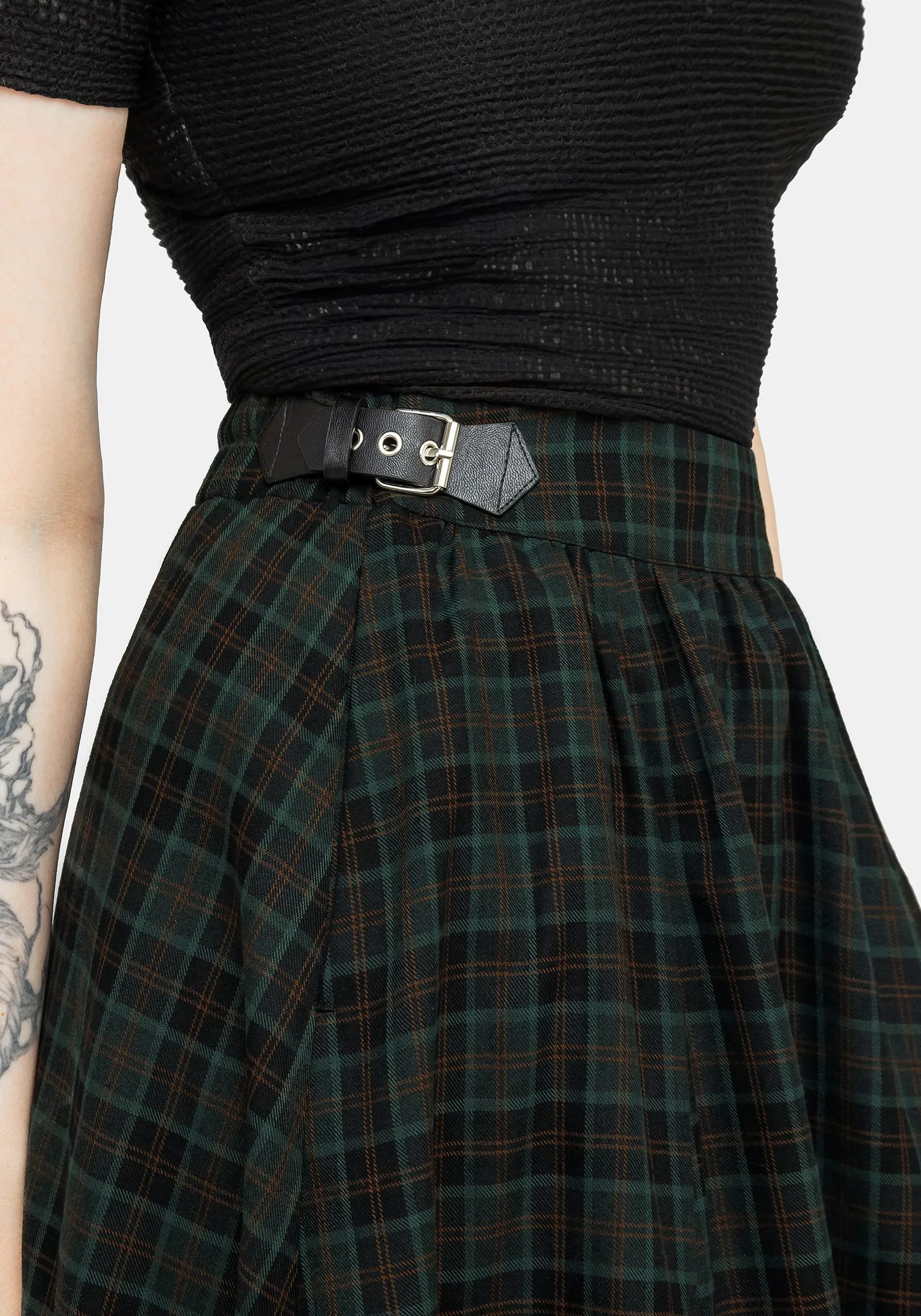 Nightingale Buckled Check Midi Skirt Heritage Brand Chafe Resistant
