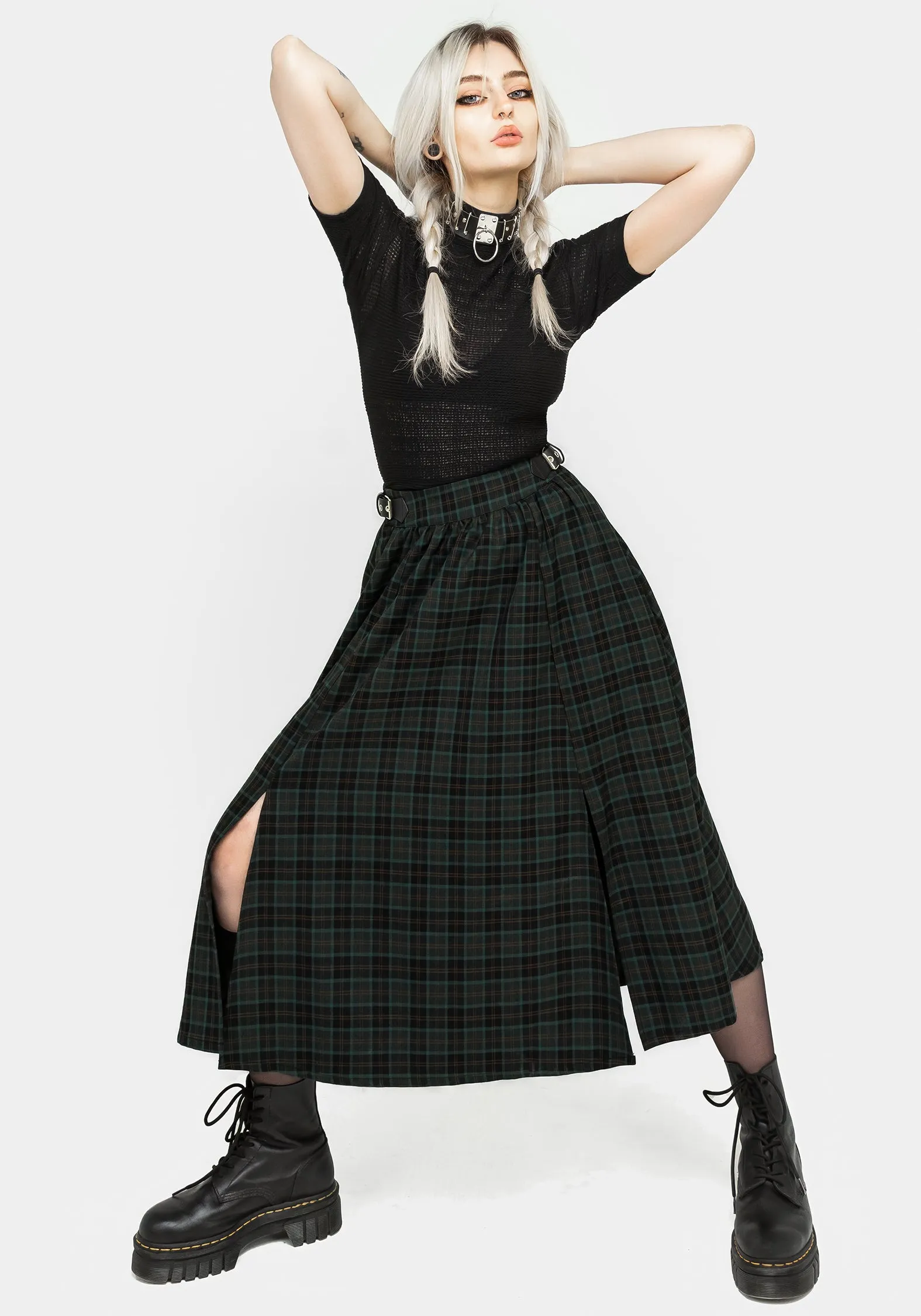 Nightingale Buckled Check Midi Skirt birthday party