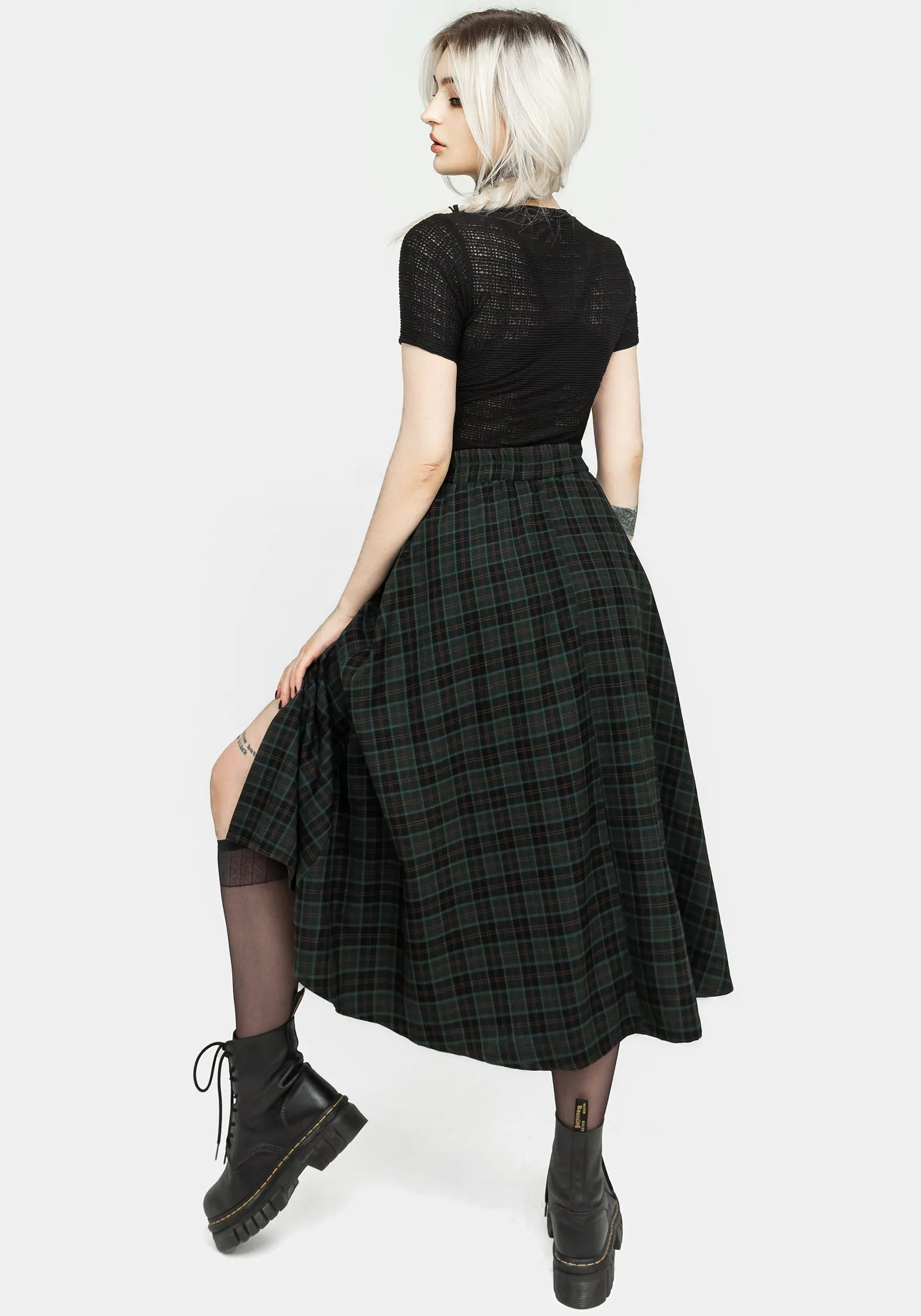 Versatile Fit Nightingale Buckled Check Midi Skirt