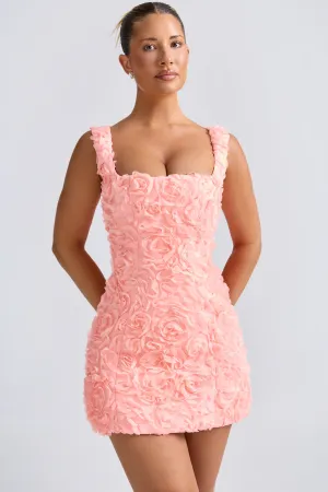 Floral-Appliqu?? Corset Mini Dress in Coral Coquette Feel