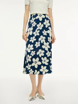 Double Layer Contrast Panel Floral Print A-Line Women Skirt