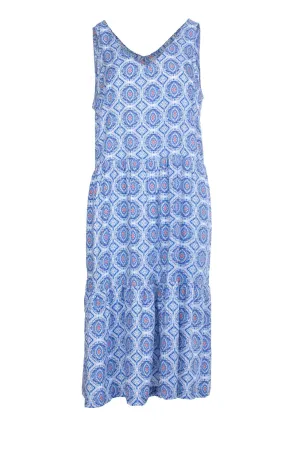 Heroine Glow Printed Viscose sleeveless Dress | Sky Mosaic | 3347A1