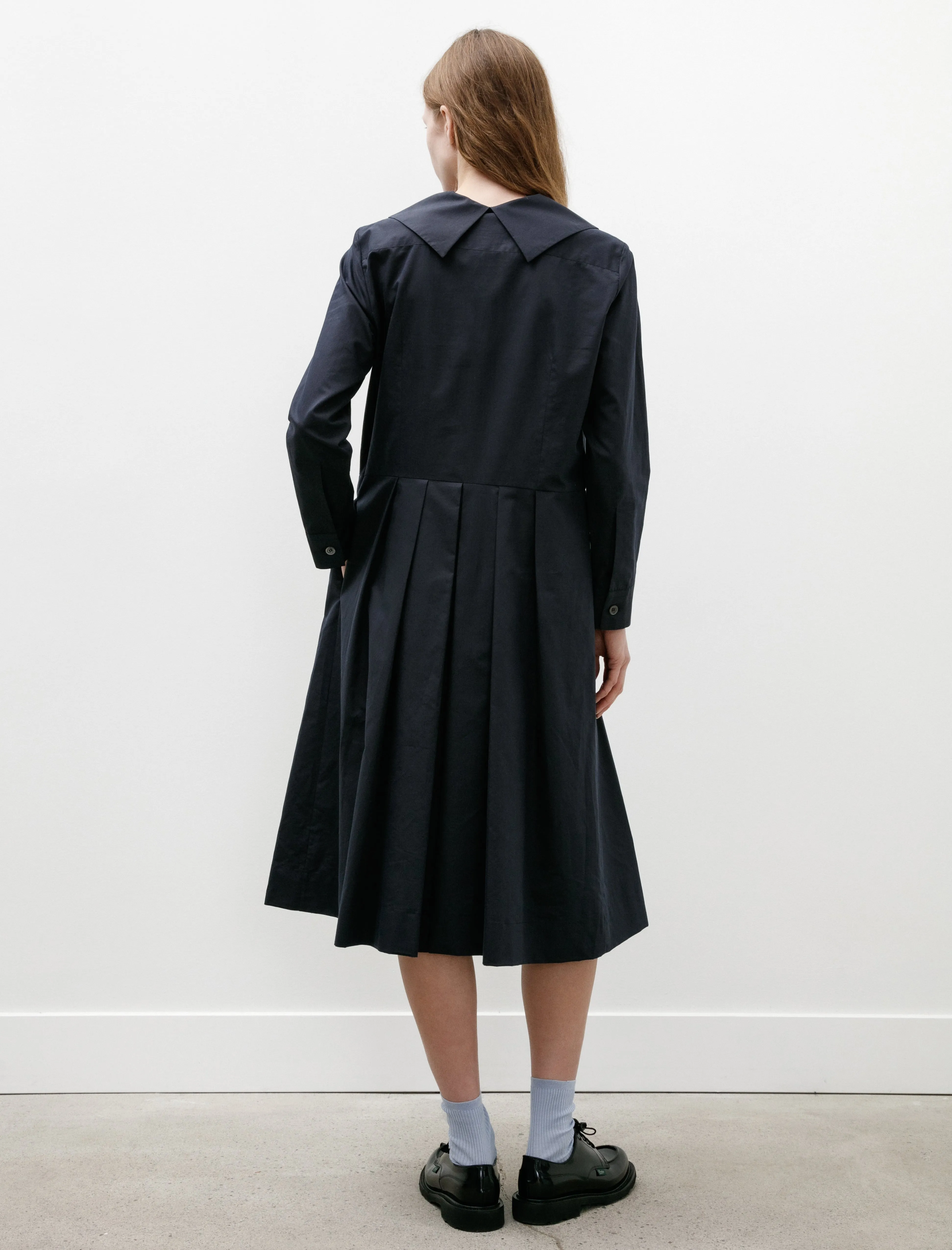 Big Collar Dress Soft Cotton Silk Navy Soft Jacket