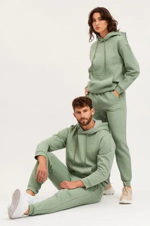 Green Track Pants High Rise Unisex Comfy Wardrobe