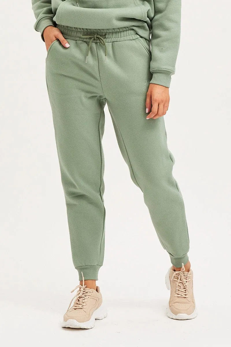 Reversible design Green Track Pants High Rise Unisex