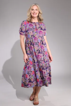Midi Summer Dress | Purple Tropics | 6537C1 Nature Glow Functional Wear